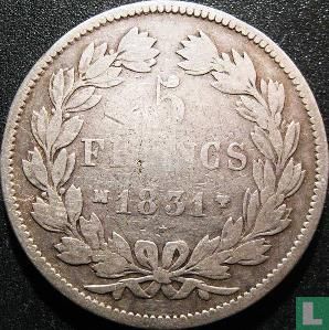 Frankrijk 5 francs 1831 (Tekst excuse - Gelauwerde hoofd - MA) - Afbeelding 1