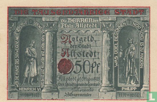 Allstedt, Stadt - 50 Pfennig (6) 1921 - Afbeelding 1