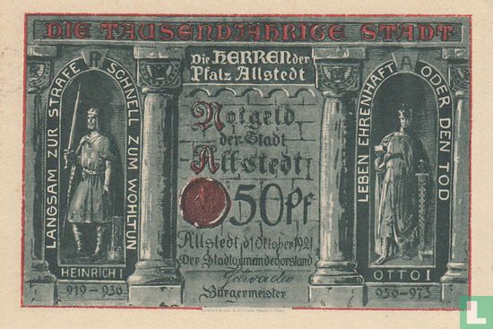 Allstedt, Stadt - 50 Pfennig (1) 1921 - Image 1