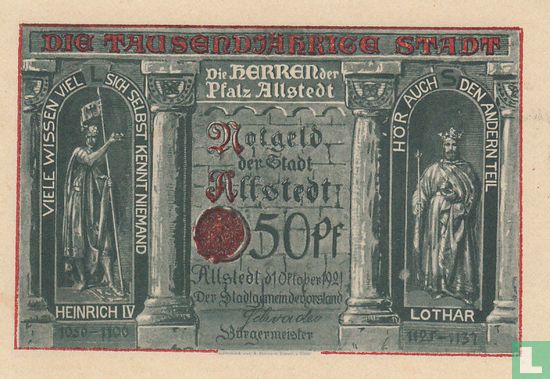 Allstedt, Stadt - 50 Pfennigs (4) 1921 - Image 1