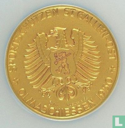 Switzerland  Gilt Shooting Medal St Gallen  1950 - Image 1