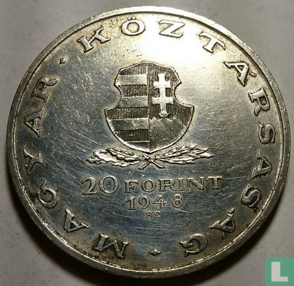 Hongarije 20 forint 1948 "Centenary of 1848 Revolution - Mihály Táncsics" - Afbeelding 1