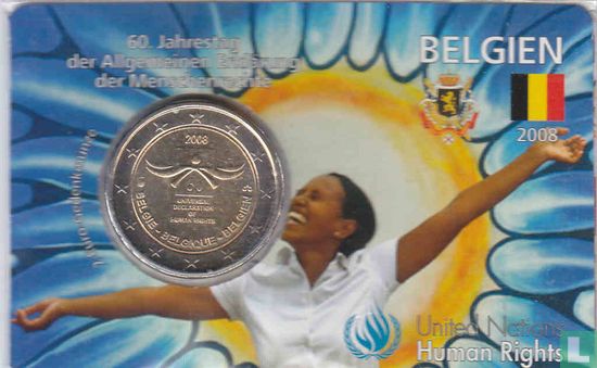 België 2 euro 2008 (coincard) "60 years of the Universal Declaration of Human Rights" - Afbeelding 1