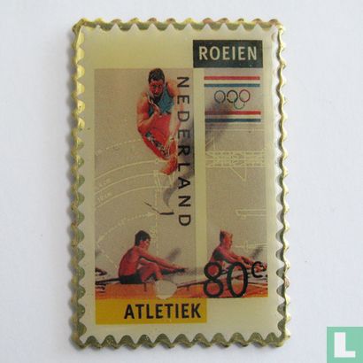 Roeien / Atletiek (postzegel 0,80) - Afbeelding 1