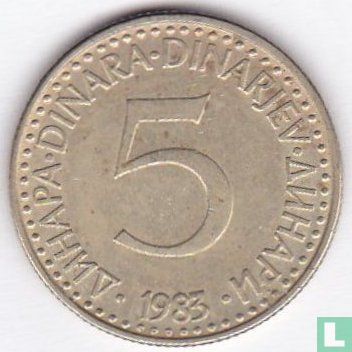 Jugoslawien 5 Dinara 1983 - Bild 1