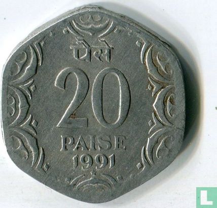 India 20 paise 1991 (Hyderabad) - Image 1