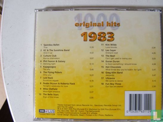 1000 Original Hits 1983 - Afbeelding 2