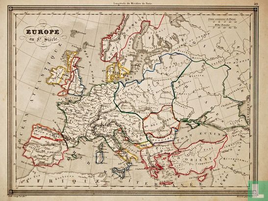 Carte Europe au 8e Siecle, Europa in de 8e Eeuw
