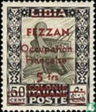 Aufdruck auf libyschen Briefmarken