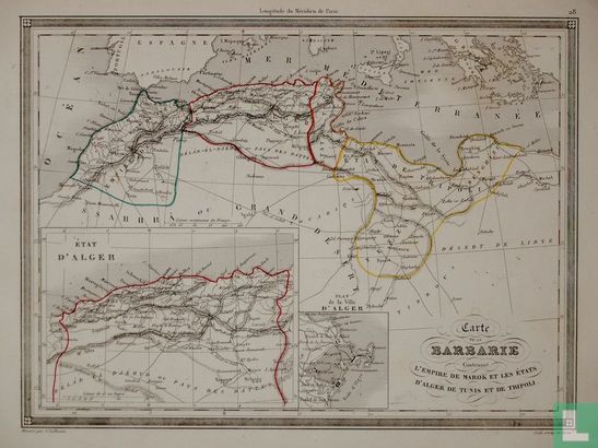 Carte de la Barbarie, Noord Afrika