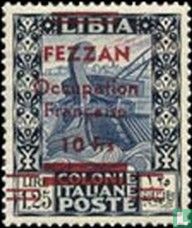 Surcharge sur les timbres libyens