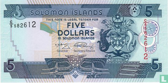 Salomonseilanden 5 Dollars  - Afbeelding 1