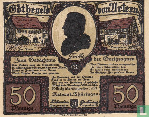 Artern, Stadt - 50 Pfennig (3) 1921 - Bild 1