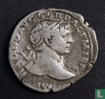 Romeinse Rijk, AR Denarius, 98-117 n. Chr., Trajanus, Roma, 106 n. Chr. - Afbeelding 1