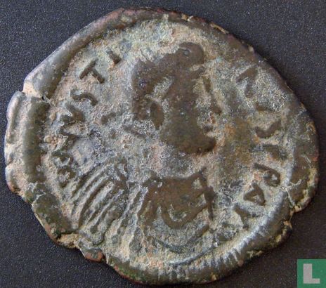 Byzantijnse Rijk, AE Follis (40 Nummi), 518-527 AD, Justinus I, Constantinopel - Afbeelding 1