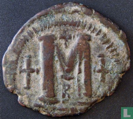 Byzantijnse Rijk, AE Follis (40 Nummi), 518-527 AD, Justinus I, Constantinopel - Afbeelding 2