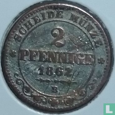 Saksen-Albertine 2 pfennige 1862 - Afbeelding 1