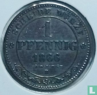 Saksen-Albertine 1 pfennig 1866 - Afbeelding 1