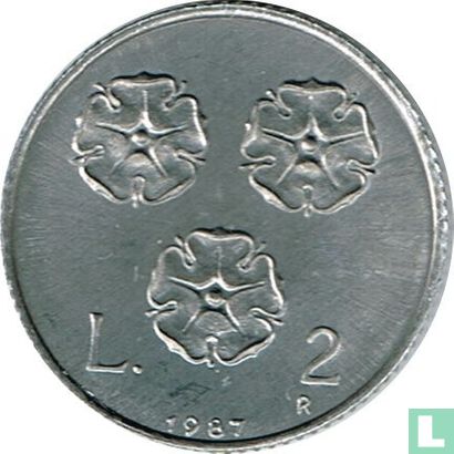 San Marino 2 Lire 1987 "15th anniversary Resumption of Sammarinese coinage" - Bild 1