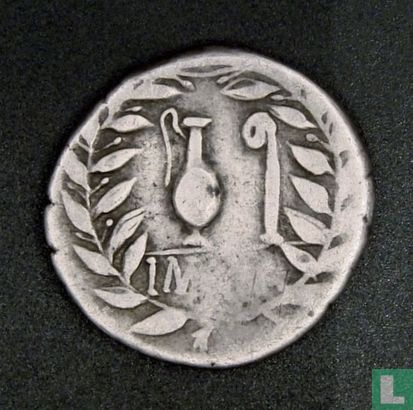 Empire romain, AR Denarius, 81 BC, Gens Titia, menthe ibérique - Image 2