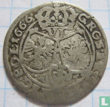 Pologne 6 groszy 1666 (AT) - Image 1