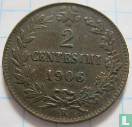 Italy 2 centesimi 1906 (straight 6 centrally placed) - Image 1