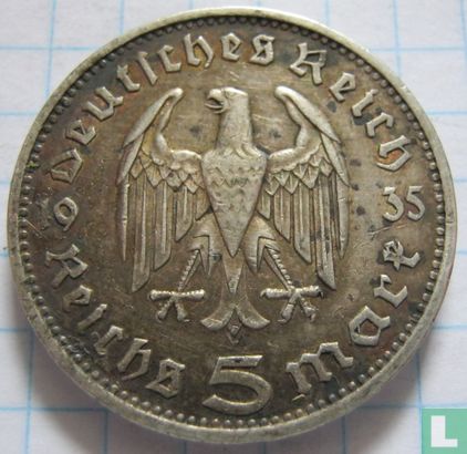 Empire allemand 5 reichsmark 1935 (F) - Image 1