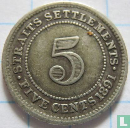 Straits Settlements 5 cents 1891 - Image 1