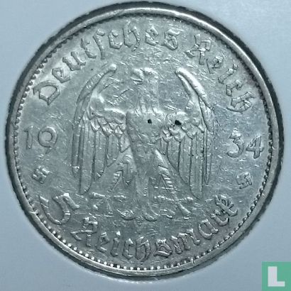 German Empire 5 reichsmark 1934 (E - type 1) "First anniversary of Nazi Rule" - Image 1