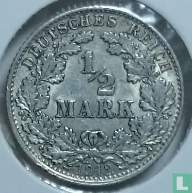 Duitse Rijk ½ mark 1912 (D) - Afbeelding 1