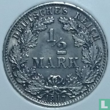 Empire allemand ½ mark 1917 (D) - Image 1
