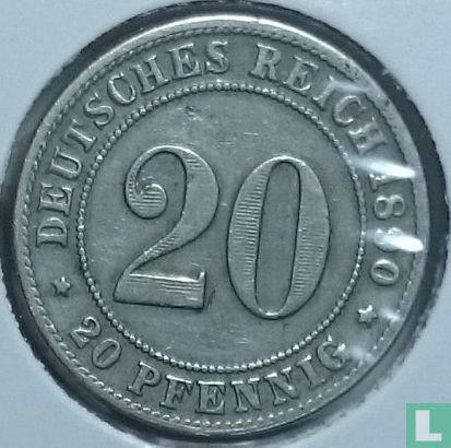 Duitse Rijk 20 pfennig 1890 (F) - Afbeelding 1