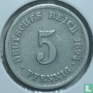 Duitse Rijk 5 pfennig 1894 (G) - Afbeelding 1