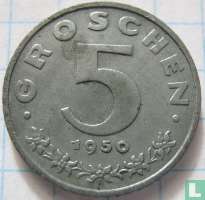 Oostenrijk 5 groschen 1950 - Afbeelding 1