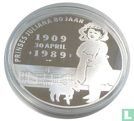 Zilveren penning 1989 prinses Juliana 80 jaar > Afd. Penningen - Afbeelding 2