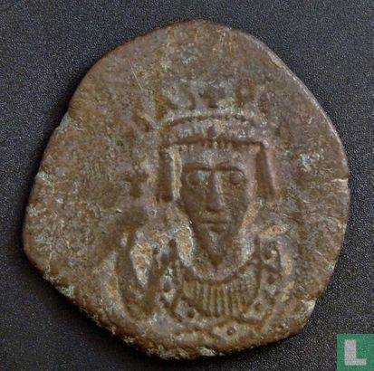 Byzantijnse Rijk, AE Follis, 602-610 AD, Phocas, Cyzicus, 607-608 AD - Afbeelding 1