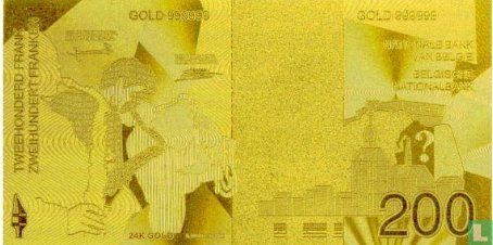 Belgique 1 995 200 francs GOLD REPLICA - Image 2