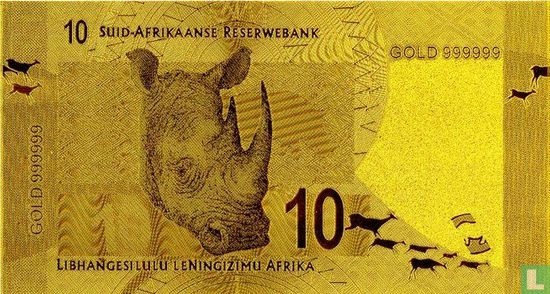 Afrique du Sud 10 rands de 2 012 REPLICA feuille d'or avec certifi - Image 1
