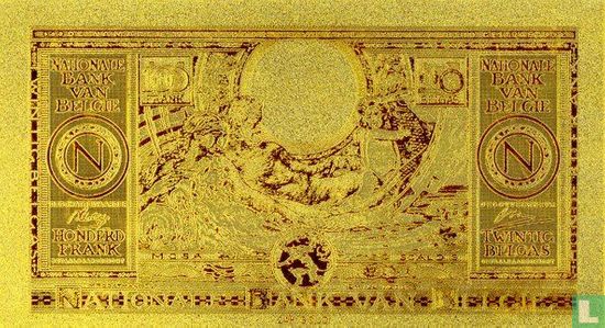 Belgie 100 francs 1943 Goud REPLICA met certificaat - Afbeelding 1