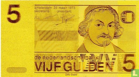 Pays-Bas 5 florin 1,973 réplique or - Image 1