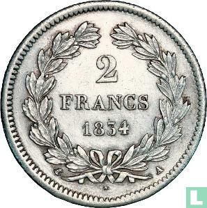 Frankrijk 2 francs 1834 (A) - Afbeelding 1