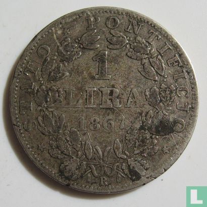 Kerkelijke Staat 1 lira 1867 (XXII) - Afbeelding 1