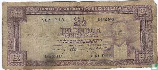 Turkey 2½ Lira ND (1952/L1930) - Image 1