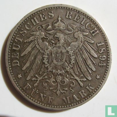 Beieren 5 mark 1894 - Afbeelding 1