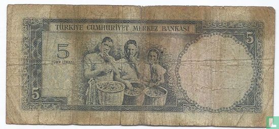 Turkije 5 Lira ND (1965/L1930) - Afbeelding 2