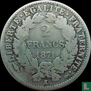 Frankrijk 2 francs 1871 (grote K - met legenda) - Afbeelding 1