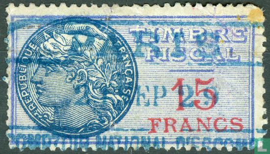France timbre fiscal - Daussy 1925 (15,00F)