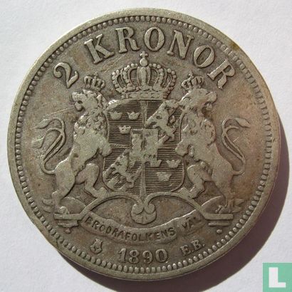 Suède 2 kronor 1890 - Image 1