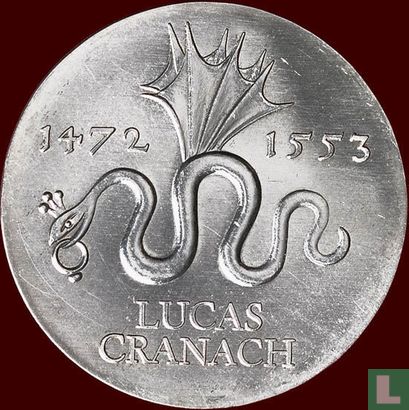 DDR 20 mark 1972 "500th anniversary Birth of Lucas Cranach" - Afbeelding 2