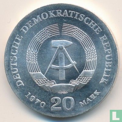 DDR 20 mark 1970 "150th anniversary Birth of Friedrich Engels" - Afbeelding 1